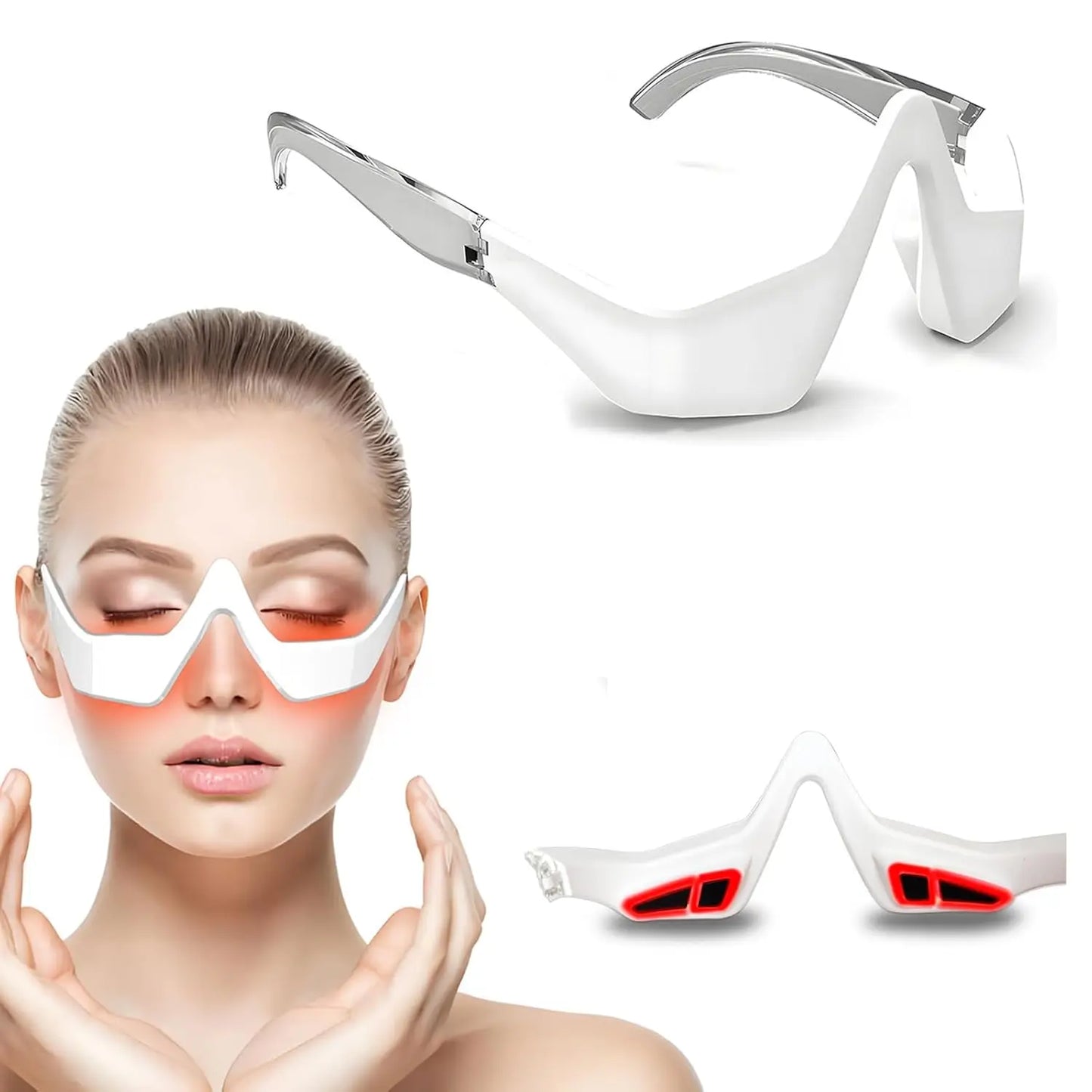 VivoEye® Under-Eye Red Light Therapy Eye Massager Relieves Eye Fatigue Eyes Massage Glasses Eye Fatigue Relief Massager Under-Eye Glasses Massager